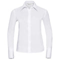 White - Front - Russell Collection Womens-Ladies Ultimate Non-Iron Long-Sleeved Shirt