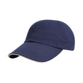 Navy-White - Front - Result Mens Heavy Brushed Cotton Sandwich Peak Baseball Cap