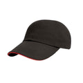 Black-Red - Front - Result Mens Heavy Brushed Cotton Sandwich Peak Baseball Cap