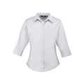 Silver - Front - Premier Womens-Ladies Poplin 3-4 Sleeve Shirt