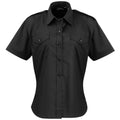 Black - Front - Premier Womens-Ladies Short-Sleeved Pilot Shirt