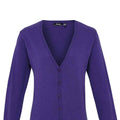 Purple - Back - Premier Womens-Ladies Cotton Acrylic V Neck Cardigan