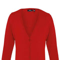 Red - Back - Premier Womens-Ladies Cotton Acrylic V Neck Cardigan