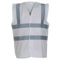 White - Front - Yoko Mens Band & Brace Hi-Vis Waistcoat