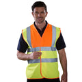 Orange-Yellow - Front - Yoko Mens Band & Brace Hi-Vis Waistcoat