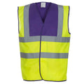 Purple-Yellow - Front - Yoko Mens Band & Brace Hi-Vis Waistcoat