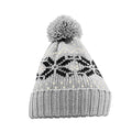 Light Grey-Black-Off White - Front - Beechfield Fair Isle Snowstar Beanie