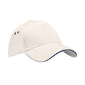 Putty-French Navy - Front - Beechfield 5 Panel Sandwich Peak Baseball Cap