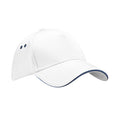 White-French Navy - Front - Beechfield 5 Panel Sandwich Peak Baseball Cap