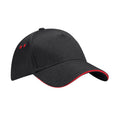 Black-Classic Red - Front - Beechfield 5 Panel Sandwich Peak Baseball Cap