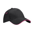 Black-Fuchsia - Front - Beechfield 5 Panel Sandwich Peak Baseball Cap