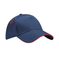 French Navy-Classic Red - Front - Beechfield 5 Panel Sandwich Peak Baseball Cap