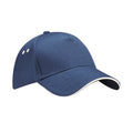 French Navy-Putty - Front - Beechfield 5 Panel Sandwich Peak Baseball Cap