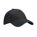 Black-Bright Royal Blue - Front - Beechfield 5 Panel Sandwich Peak Baseball Cap