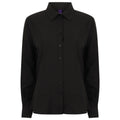 Black - Front - Henbury Womens-Ladies Moisture Wicking Long-Sleeved Shirt