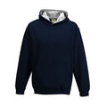 New French Navy-Heather Grey - Front - Awdis Childrens-Kids Varsity Hoodie