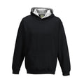 Jet Black-Heather Grey - Front - Awdis Childrens-Kids Varsity Hoodie