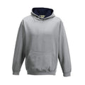 Heather Grey-French Navy - Front - Awdis Childrens-Kids Varsity Hoodie