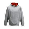 Heather Grey-Fire Red - Front - Awdis Childrens-Kids Varsity Hoodie