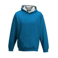 Sapphire Blue-Heather Grey - Front - Awdis Childrens-Kids Varsity Hoodie