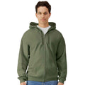 Military Green - Front - Gildan Mens Softstyle Midweight Full Zip Hoodie