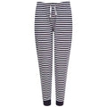 Navy-White - Front - SF Womens-Ladies Stripe Lounge Pants