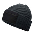 Graphite Grey-Black - Back - Beechfield Unisex Adult Zip Patch Beanie