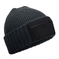 Graphite Grey-Black - Front - Beechfield Unisex Adult Zip Patch Beanie