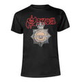 Black - Front - Saxon Unisex Adult Strong Arm Of The Law T-Shirt