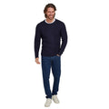 Navy - Pack Shot - Raging Bull Mens Chunky Cable Knit Crew Neck Jumper