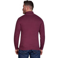 Burgundy - Back - Raging Bull Mens Classic Knitted Cashmere Blend Quarter Zip Jumper