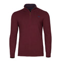 Burgundy - Front - Raging Bull Mens Classic Knitted Cashmere Blend Quarter Zip Jumper