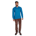 Teal - Side - Raging Bull Mens Classic Knitted Cashmere Blend V Neck Jumper