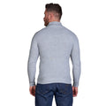 Grey Marl - Back - Raging Bull Mens Ribbed Textured Quarter Zip Jumper