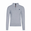 Grey Marl - Front - Raging Bull Mens Ribbed Textured Quarter Zip Jumper