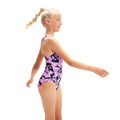 Navy-Pink - Side - Speedo Girls Hyper Boom Medalist One Piece Swimsuit