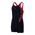 Navy-Pink - Front - Speedo Girls Printed Panelled Legsuit