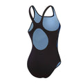 Black-Blue - Back - Speedo Womens-Ladies Hyperboom Placement Muscleback One Piece Swimsuit