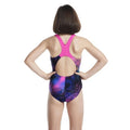 Black - Back - Speedo Girls Digital Print Splashback One Piece Swimsuit