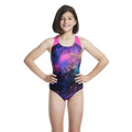 Black - Side - Speedo Girls Digital Print Splashback One Piece Swimsuit