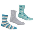 Niagra Blue-Light Steel - Front - Regatta Womens-Ladies Cosy Socks (Pack of 3)