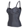 Navy-White - Side - Regatta Womens-Ladies Aceana III Striped Tankini Top