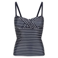 Navy-White - Front - Regatta Womens-Ladies Aceana III Striped Tankini Top