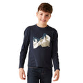 Navy - Side - Regatta Childrens-Kids Wenbie III Mountain Long-Sleeved T-Shirt