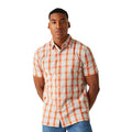 Silver Grey-Rusty Orange - Lifestyle - Regatta Mens Denmoor Checked Shirt