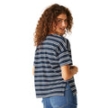 Navy-White - Pack Shot - Regatta Womens-Ladies Abaya Striped T-Shirt