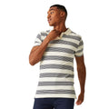 Antique White-Navy - Lifestyle - Regatta Mens Tempete Stripe Polo Shirt