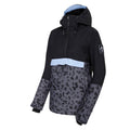 Black-Ebony Grey - Side - Dare 2B Womens-Ladies Snowburst Leopard Print Overhead Ski Jacket