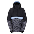 Black-Ebony Grey - Front - Dare 2B Womens-Ladies Snowburst Leopard Print Overhead Ski Jacket