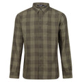 Dark Khaki-Clover - Front - Regatta Mens Lance Checked Shirt